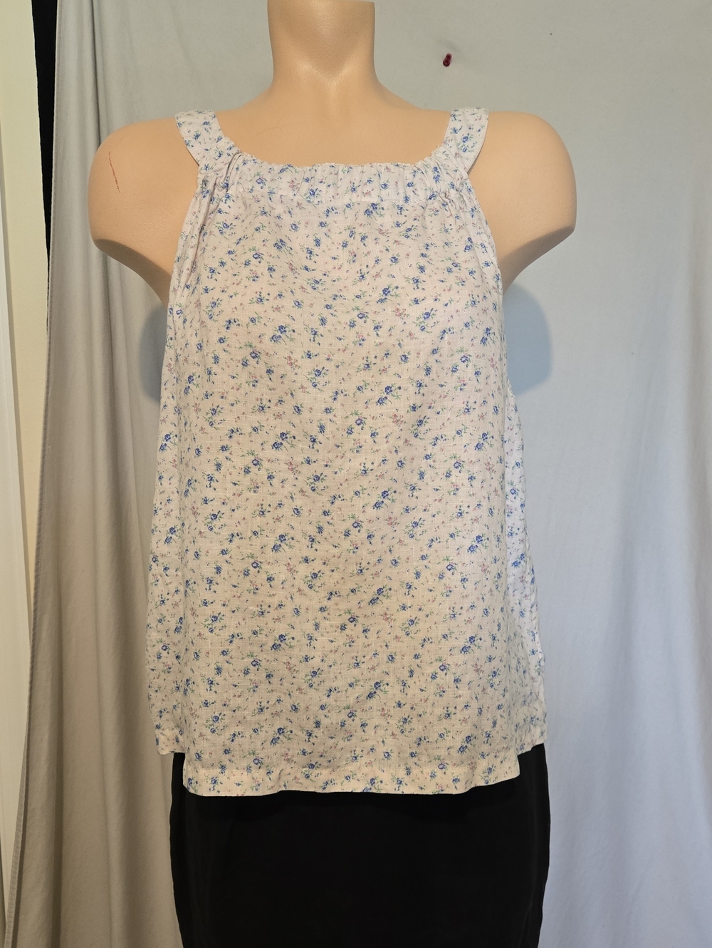 Rachel Zoe Babydoll Floral Halter Style Top, Washable Linen